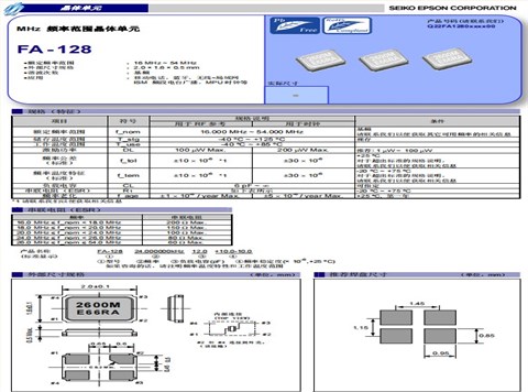 Q22FA12800147晶振,EPSON爱普生晶振,2016晶体谐振器