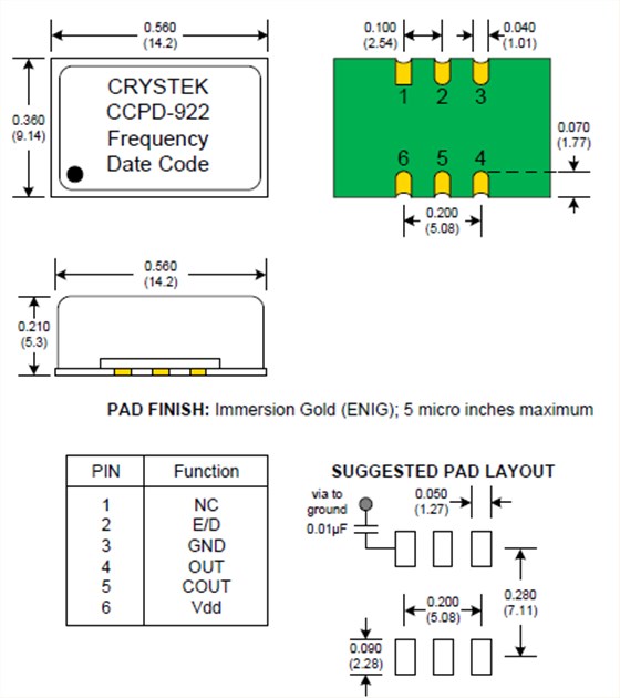 CCPD-922 9_14mm OSC LVPECL 3.3V