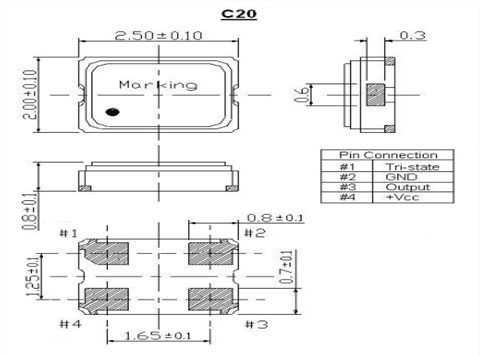 ITTI晶振,C20系列2520mm晶振,C20H20-25.000-15-3.0V有源晶振