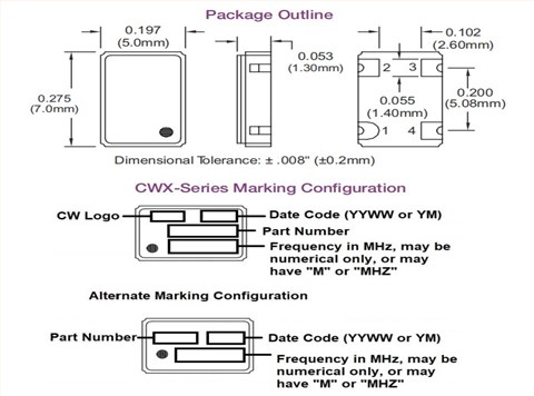 CWX825-15.36M,7050mm,ConnorWinfield导航仪晶振