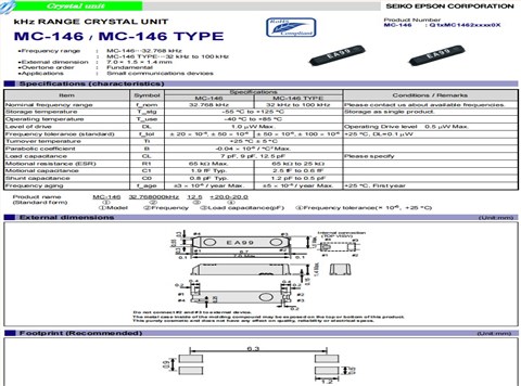 Q13MC1461000100,7015封装晶振,日本无源进口晶振
