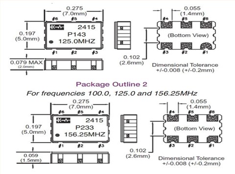 P143-125.0M,7050mm,ConnorWinfield差分晶振,P系列时钟振荡器