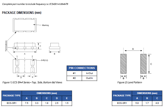 ECS晶振,陶瓷晶振,ECS-SR1-B晶振,陶瓷SMD谐振器