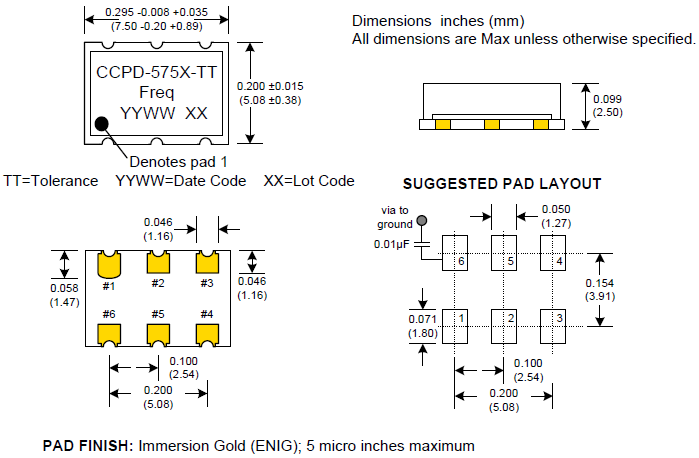 CCPD-575 7.5_5.0mm OSC LVPECL 3.3V