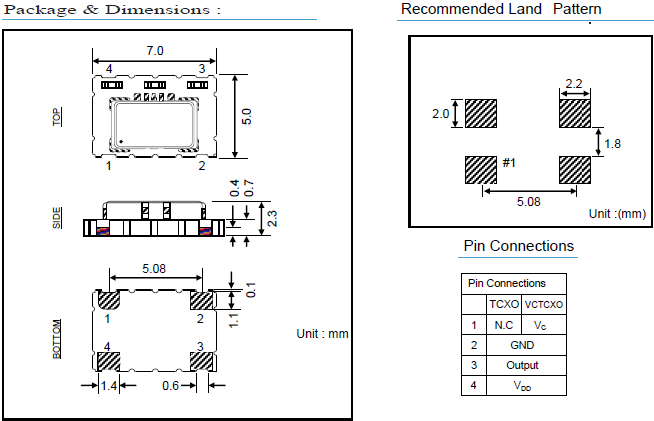 FTTC15 7050 TCXO VCTCXO