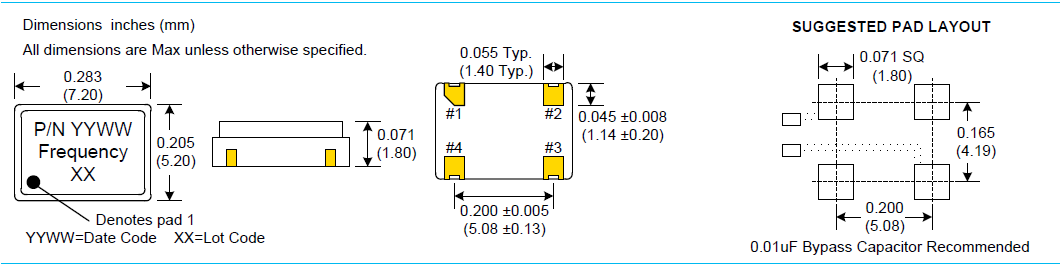 C18xx 7050 XO OSC LVCMOS 1.8V