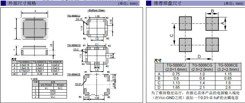 爱普生晶振,温补晶振,TG-5006CG晶振,X1G0042110001晶振