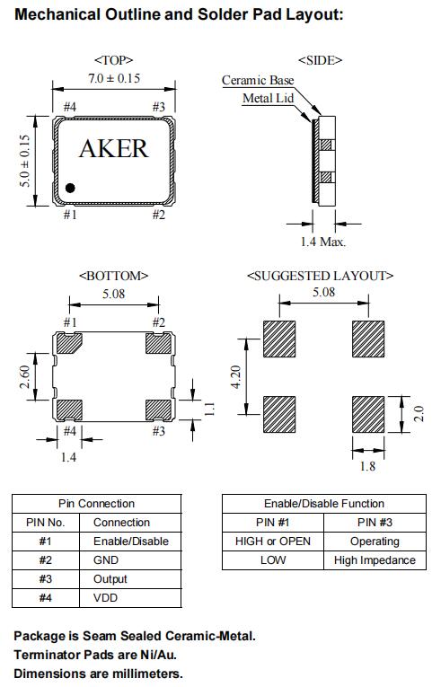 S733025T-26.000-X-LE1.0-R|26MHz|3.3V|AKER安基晶振